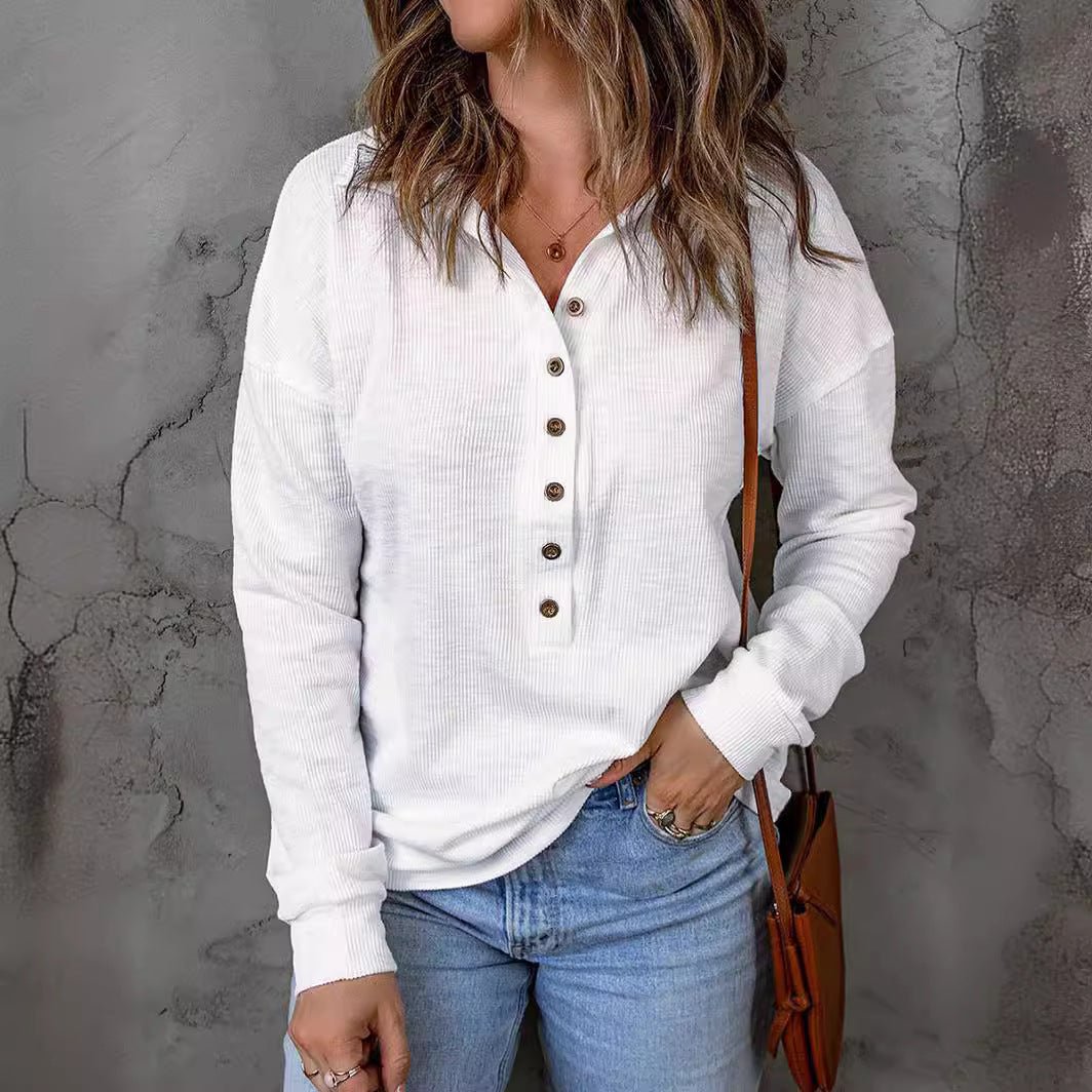 Rowena | Chic Button Long-Sleeve Top