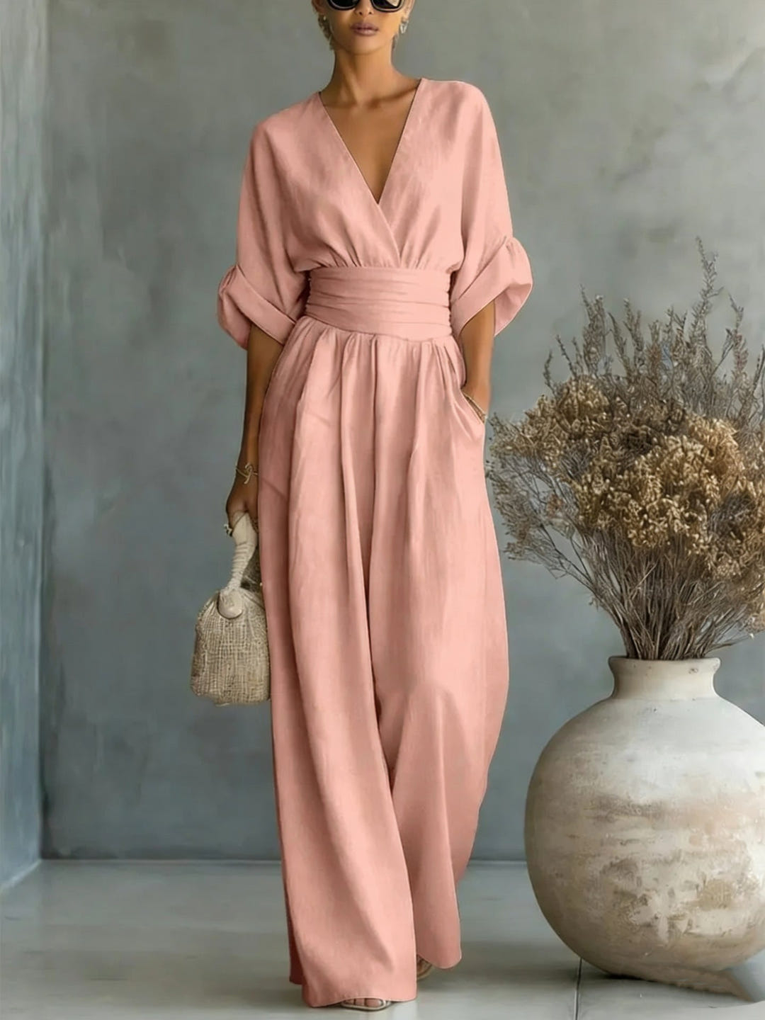 Megen | V-Neck Open-Back Maxi Dress