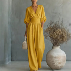 Pryderi | Elegant Draped Wide-Leg Jumpsuit