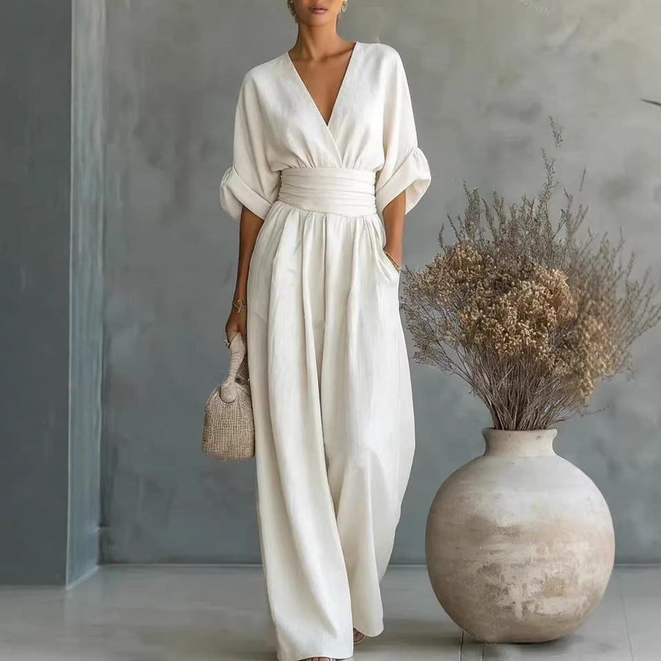 Megen | V-Neck Open-Back Maxi Dress