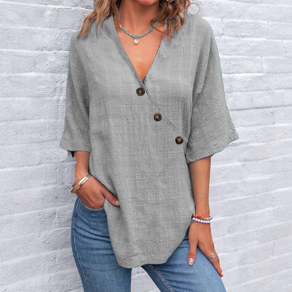 Beth | Linen-Blend Asymmetric Blouse