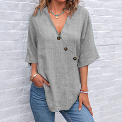 Beth | Linen-Blend Asymmetric Blouse