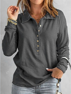 Rowena | Chic Button Long-Sleeve Top