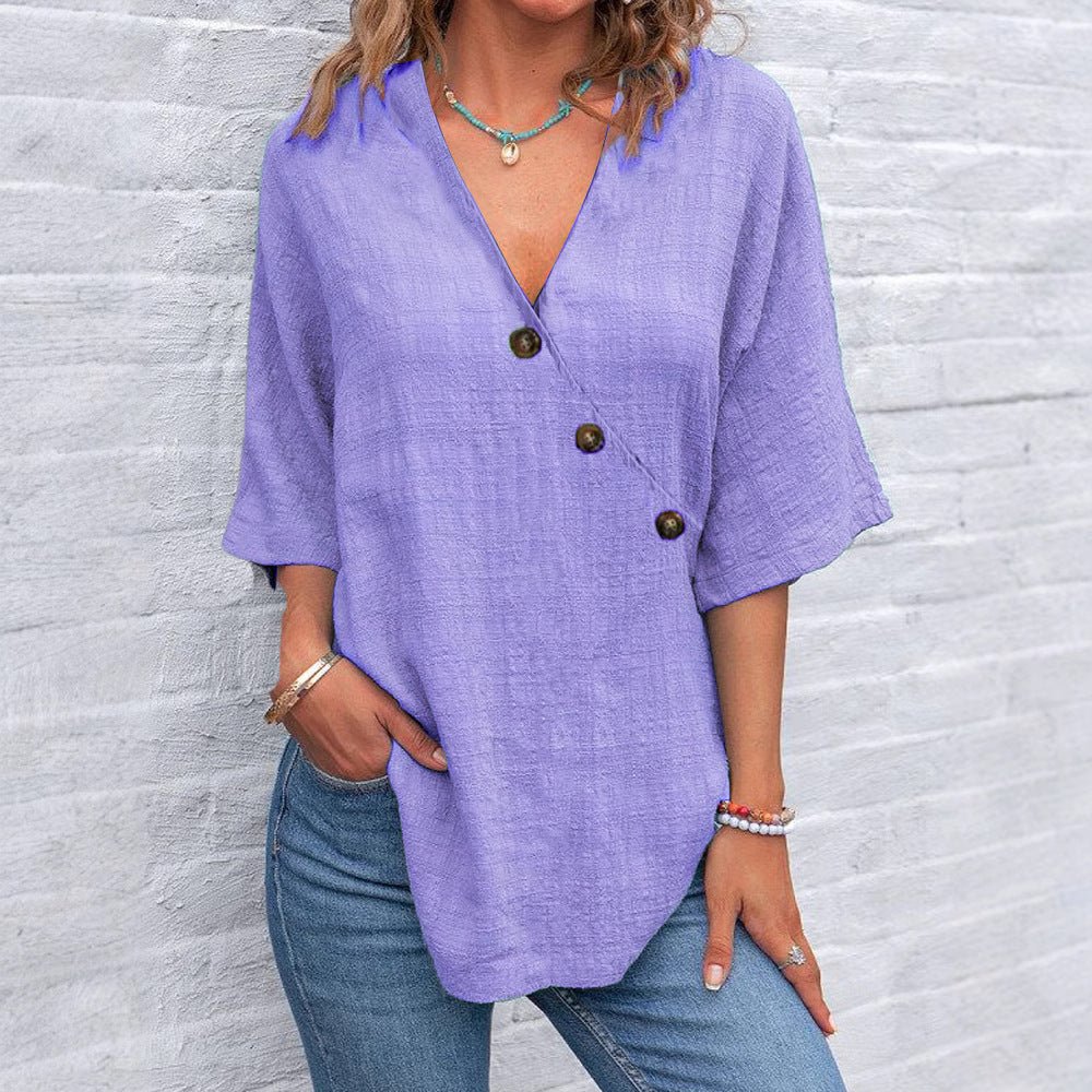 Beth | Linen-Blend Asymmetric Blouse