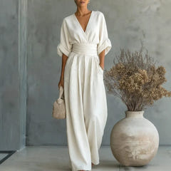 Pryderi | Elegant Draped Wide-Leg Jumpsuit