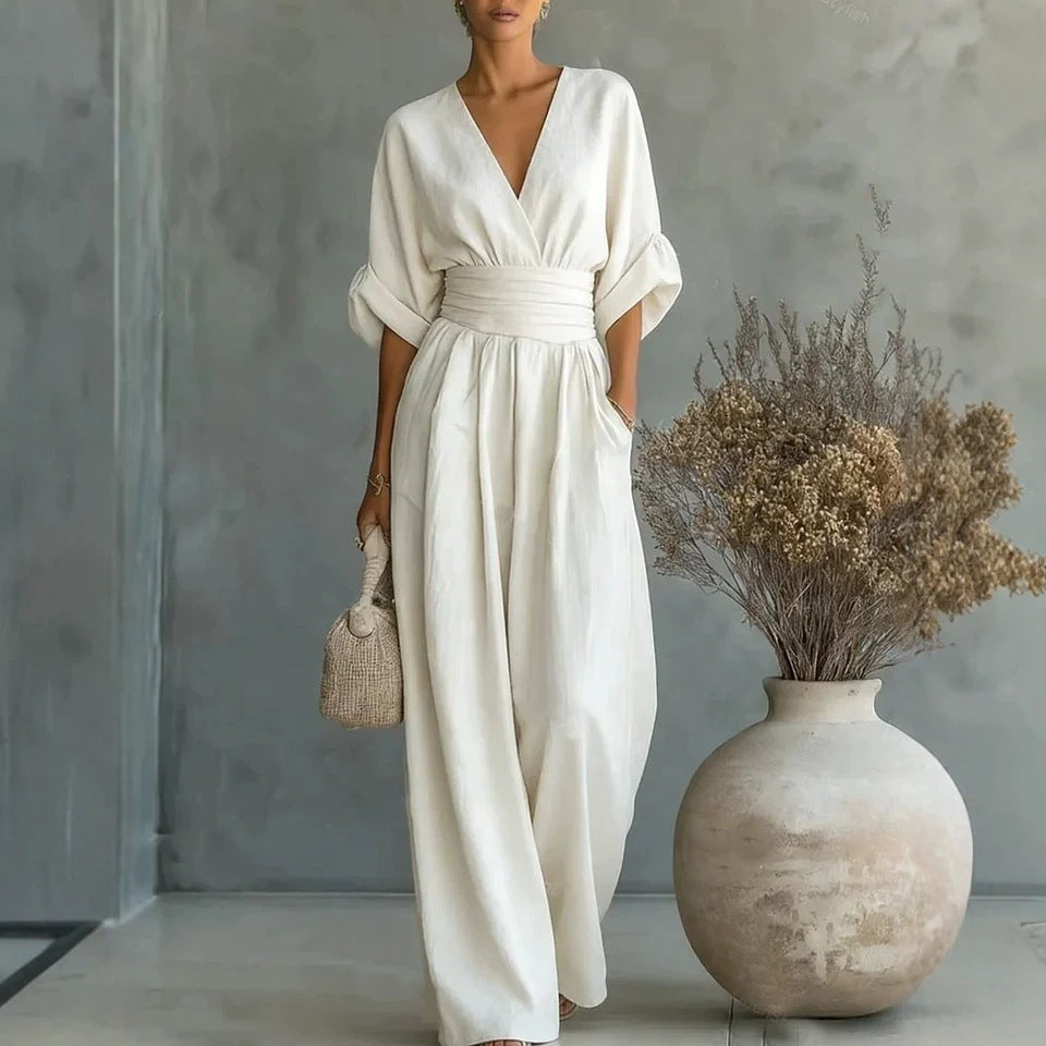 Pryderi | Elegant Draped Wide-Leg Jumpsuit