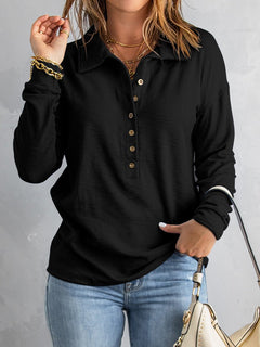 Rowena | Chic Button Long-Sleeve Top