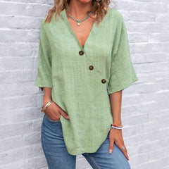 Beth | Linen-Blend Asymmetric Blouse