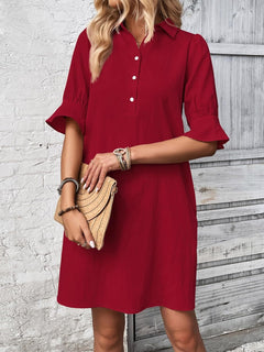 Amy | Ruffle Sleeve Button-Down Dress
