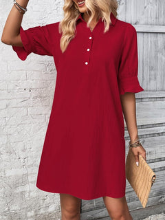 Amy | Ruffle Sleeve Button-Down Dress