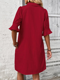Amy | Ruffle Sleeve Button-Down Dress