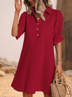 Amy | Ruffle Sleeve Button-Down Dress