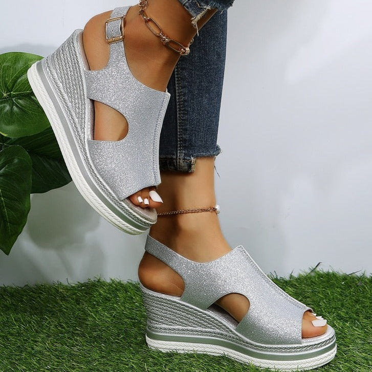 Umina | Metallic Wedge Sandals