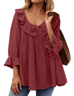 Dilys | Ruffle Hem Tunic Shirt