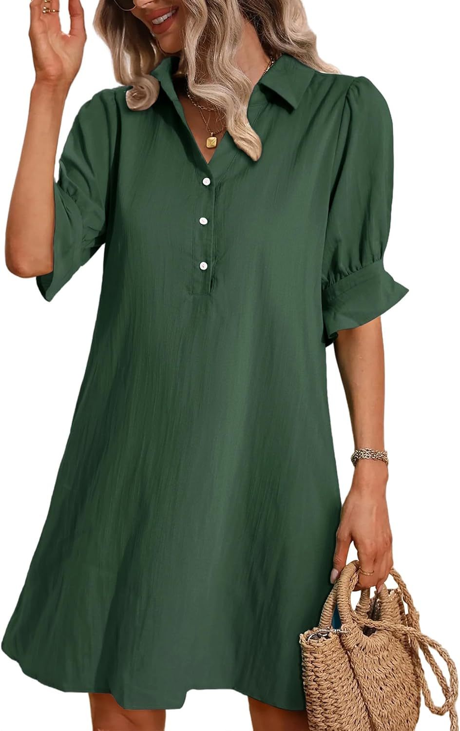 Amy | Ruffle Sleeve Button-Down Dress