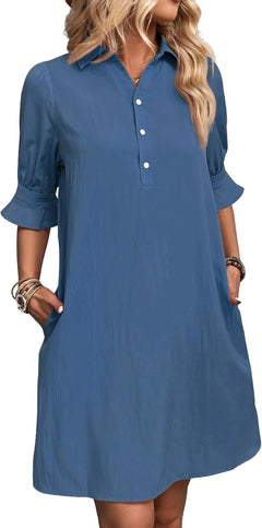 Amy | Ruffle Sleeve Button-Down Dress