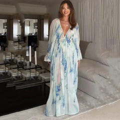 Wanda | Floral Drawstring Maxi Dress