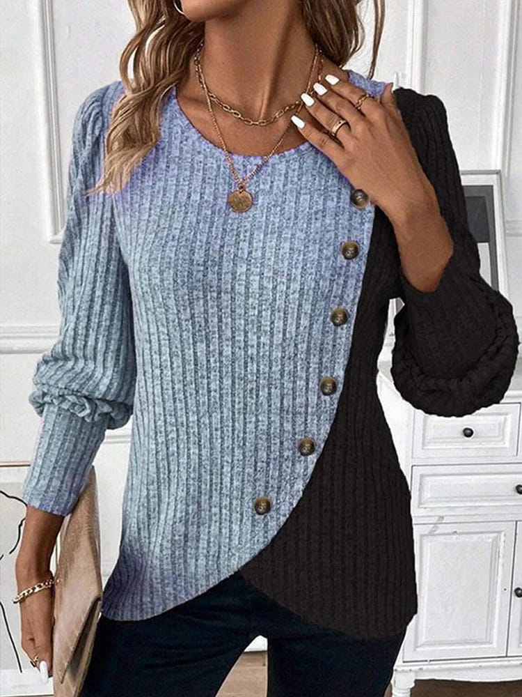 Eirlys | Contrast-Stripe Knit Pullover