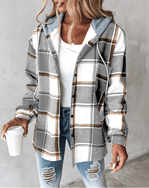 Cliodhna | Checkered Hooded Jacket