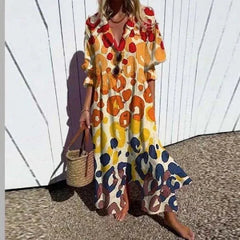 Bridget | Boho Midi Dress, Flowing V-Neck