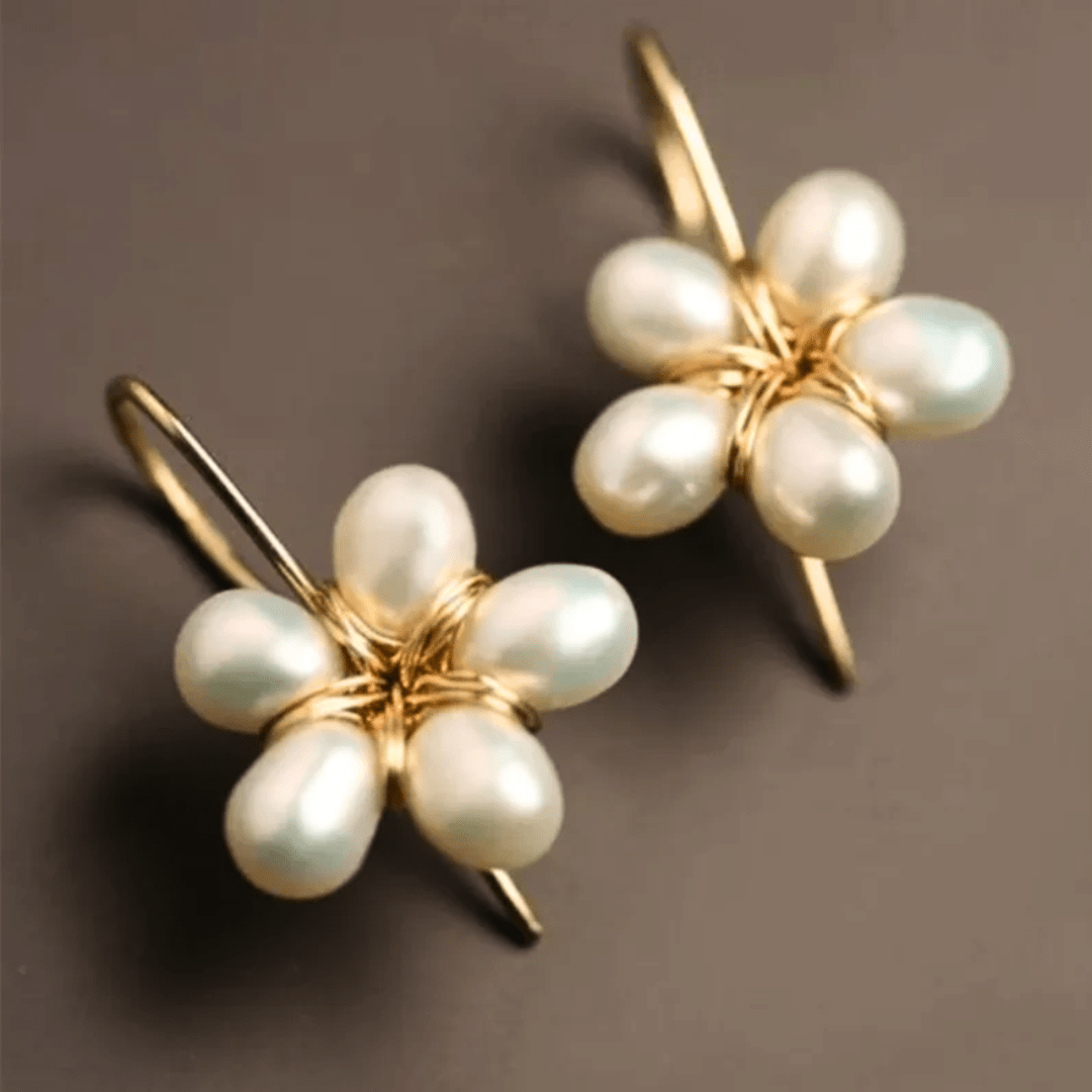 Borghild | Pearl Floral Drop Earrings