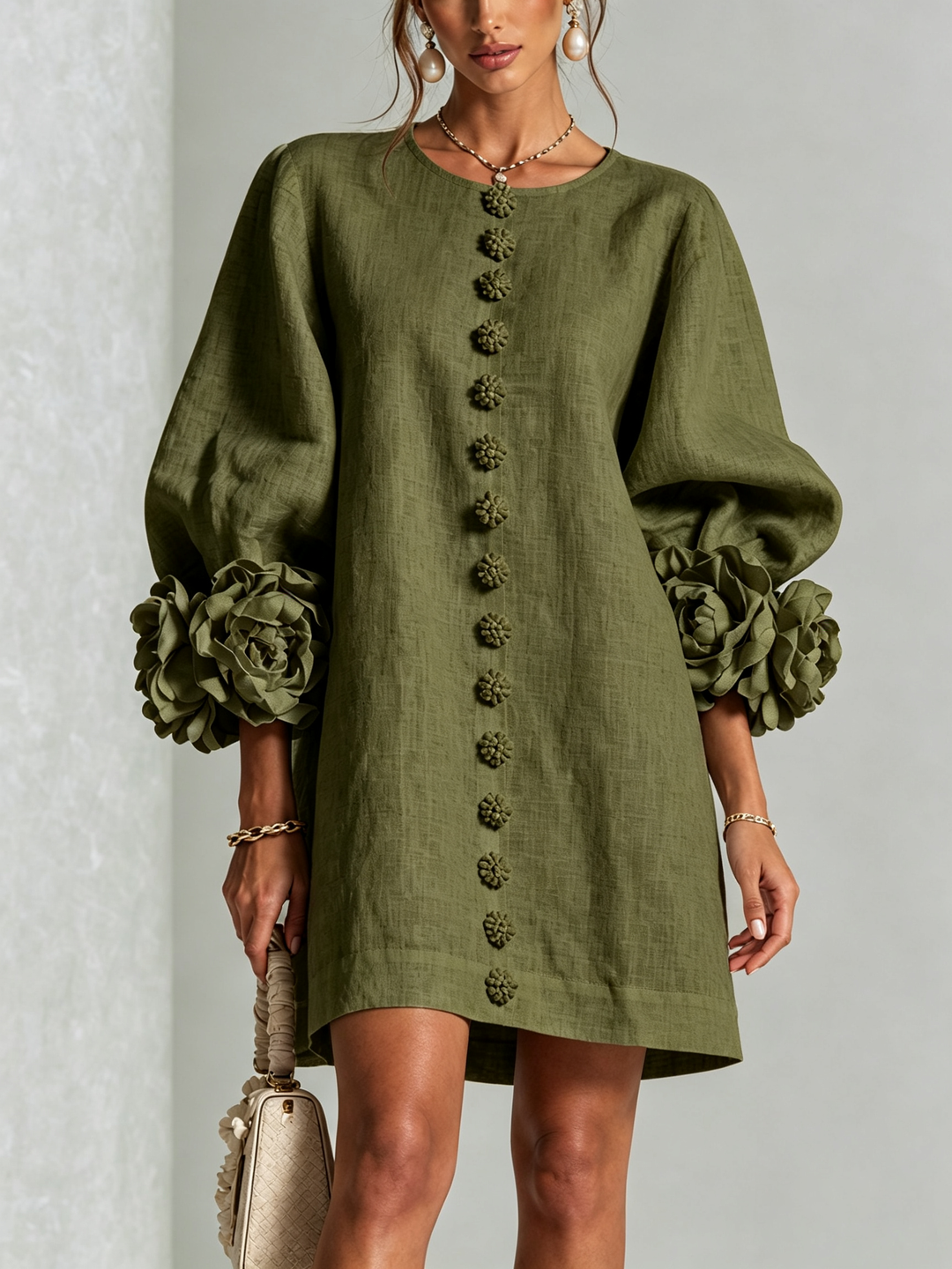 Ashley | Floral Cuff Mini Dress
