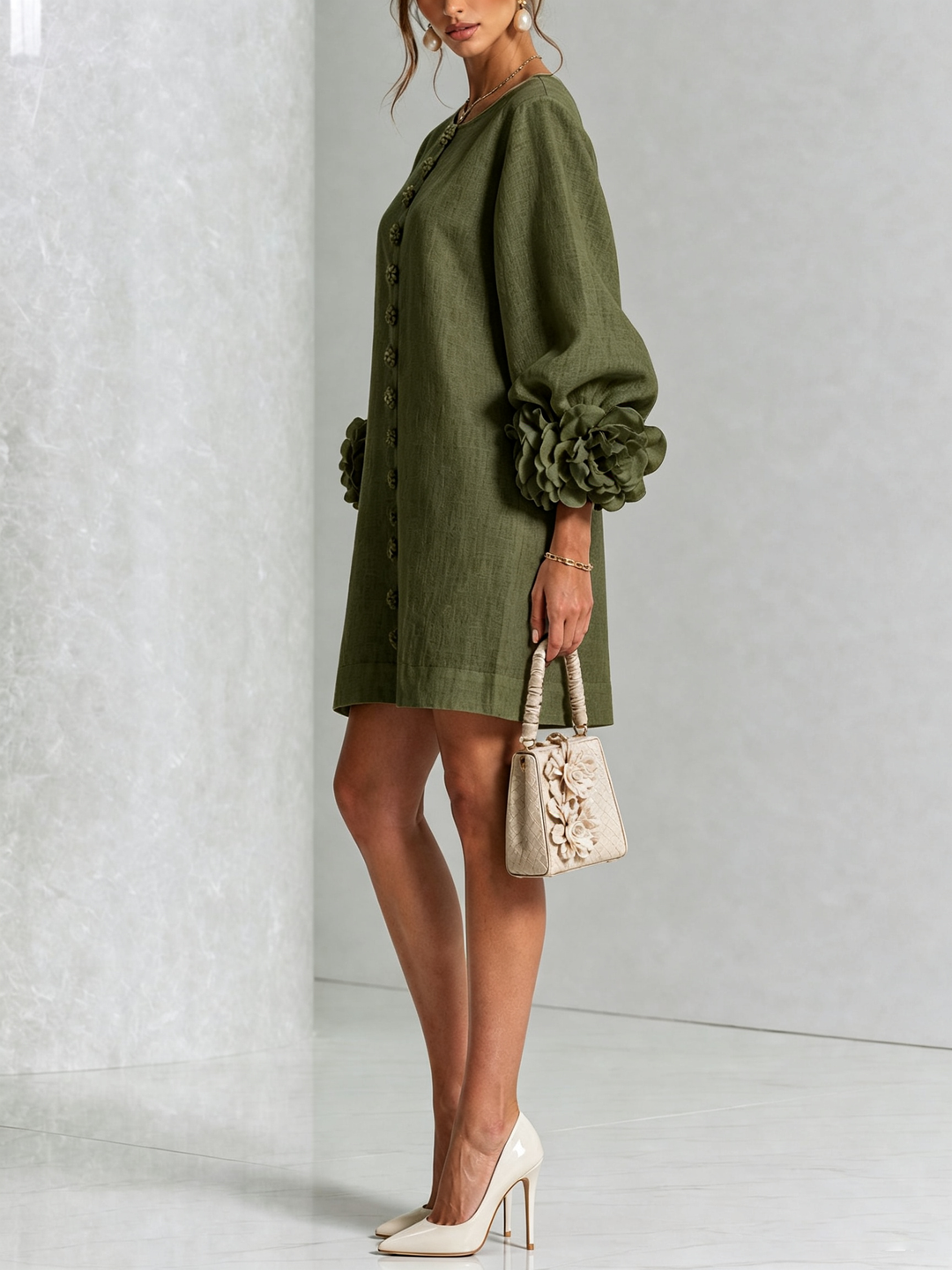 Ashley | Floral Cuff Mini Dress