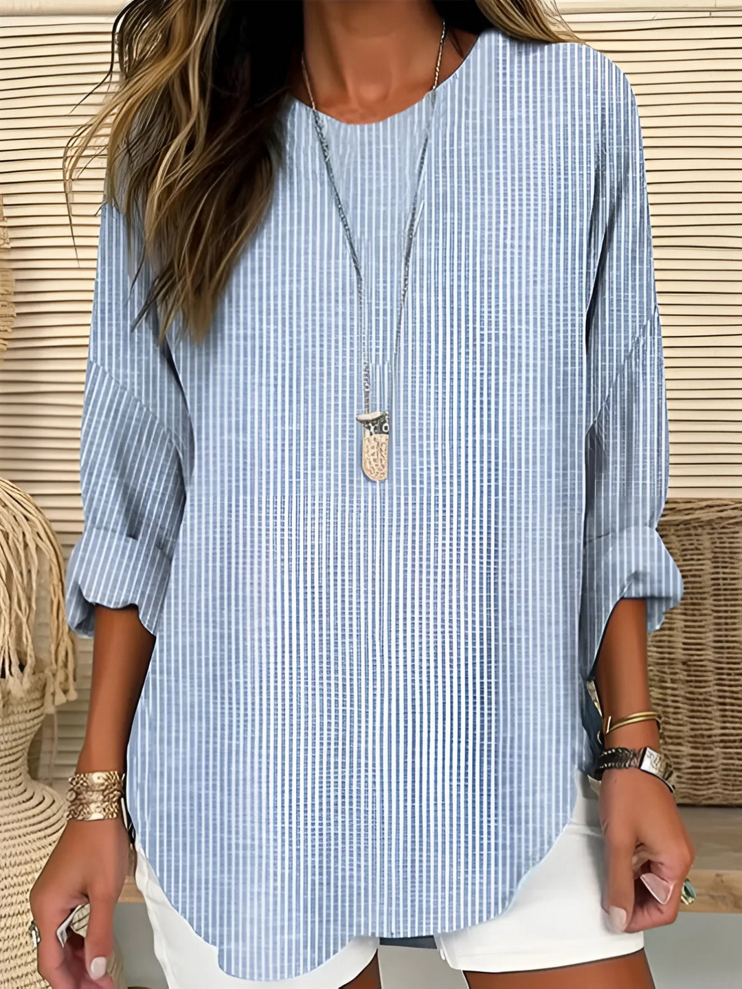 Sonya | Striped Lightweight Long Sleeve Blouse