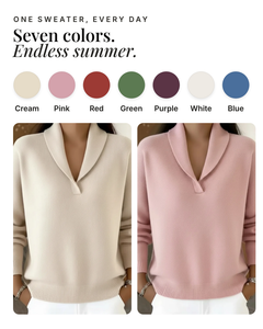 Almira | V-Neck Drape Knit available in 7 colours: cream, pink, red, green, purple, white, blue