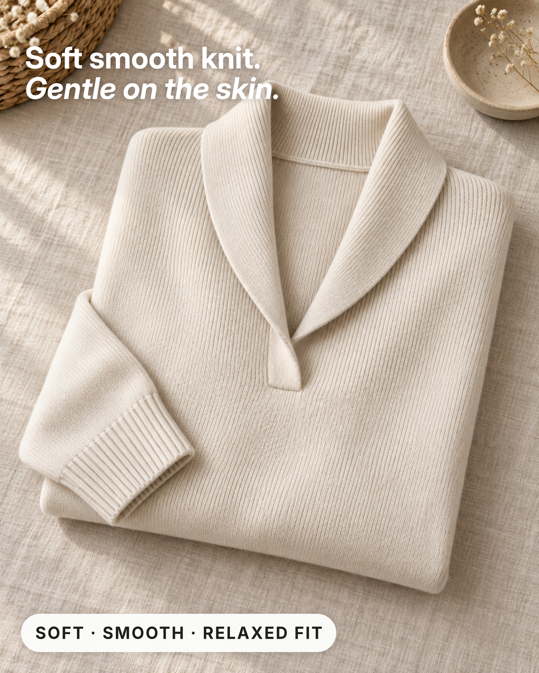 Almira | V-Neck Drape Knit fabric close-up