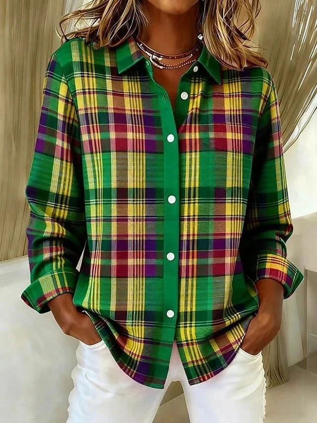 Gweniver | Heritage Plaid Button-Front Blouse