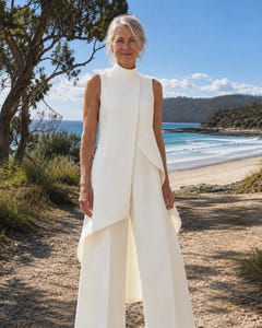 Sylvie | Asymmetric Layered Wide-Leg Jumpsuit on Bruny Island