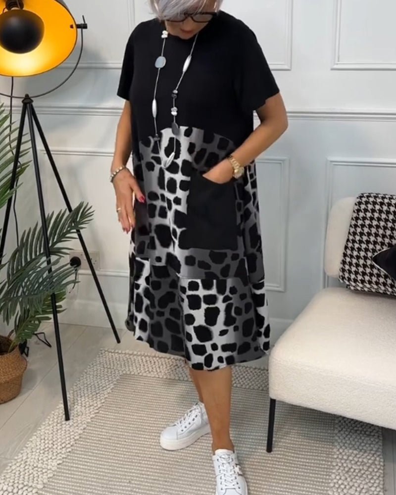 Ellie | Relaxed Print Midi Dress with Pockets