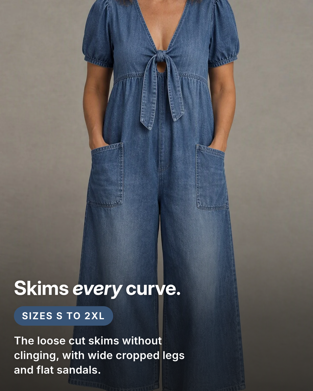 Birdie | Tie-Front Wide-Leg Jumpsuit fit and sizes