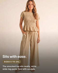 Bobbie | Smocked Top & Wide-Leg Pants Set fit and sizes