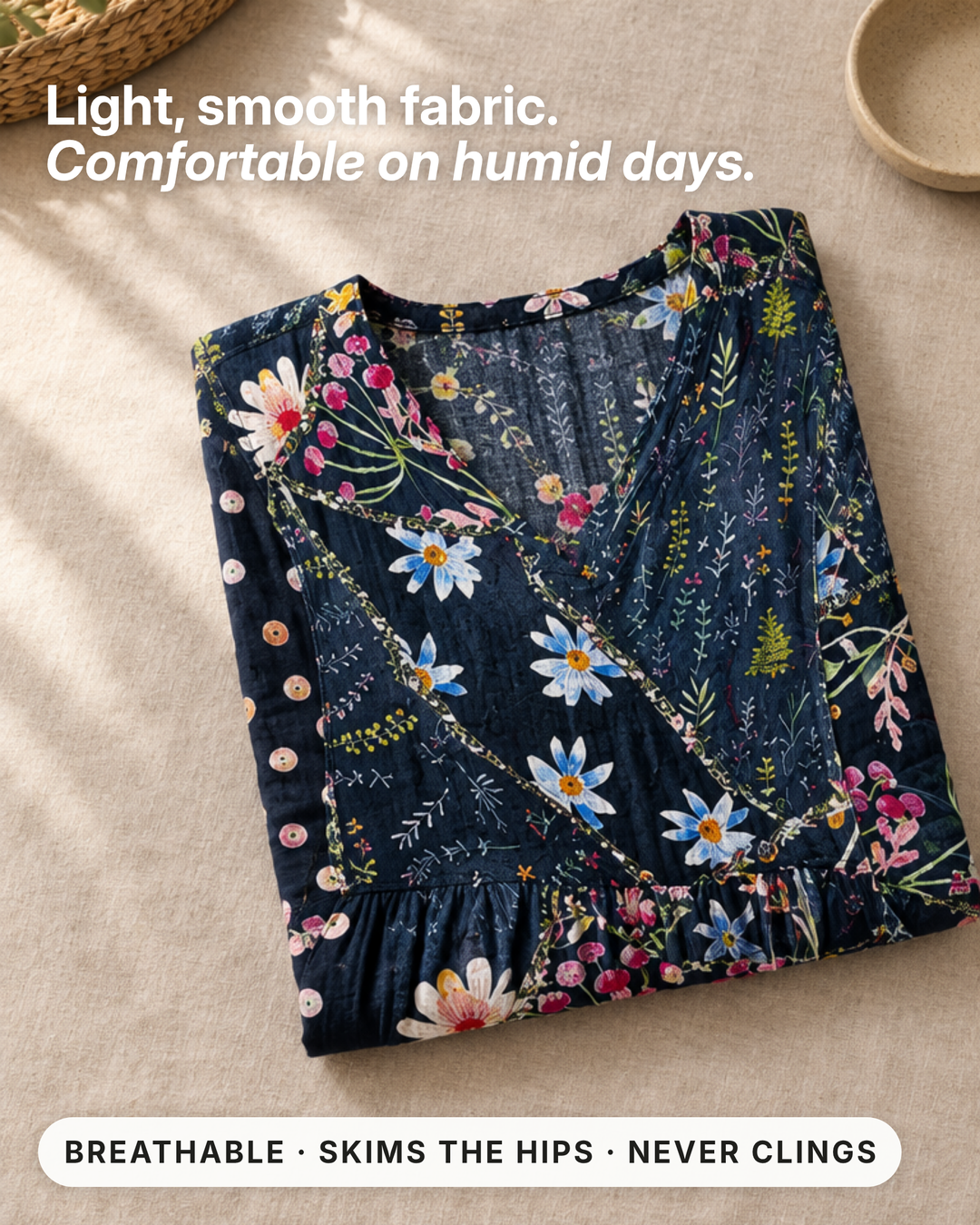 Carlene | Floral Summer Midi Dress fabric close-up