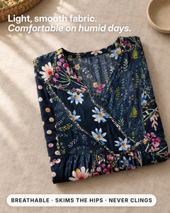 Carlene | Floral Summer Midi Dress fabric close-up