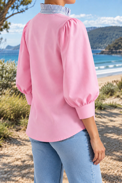 Carline blouse in Pink, side-back view