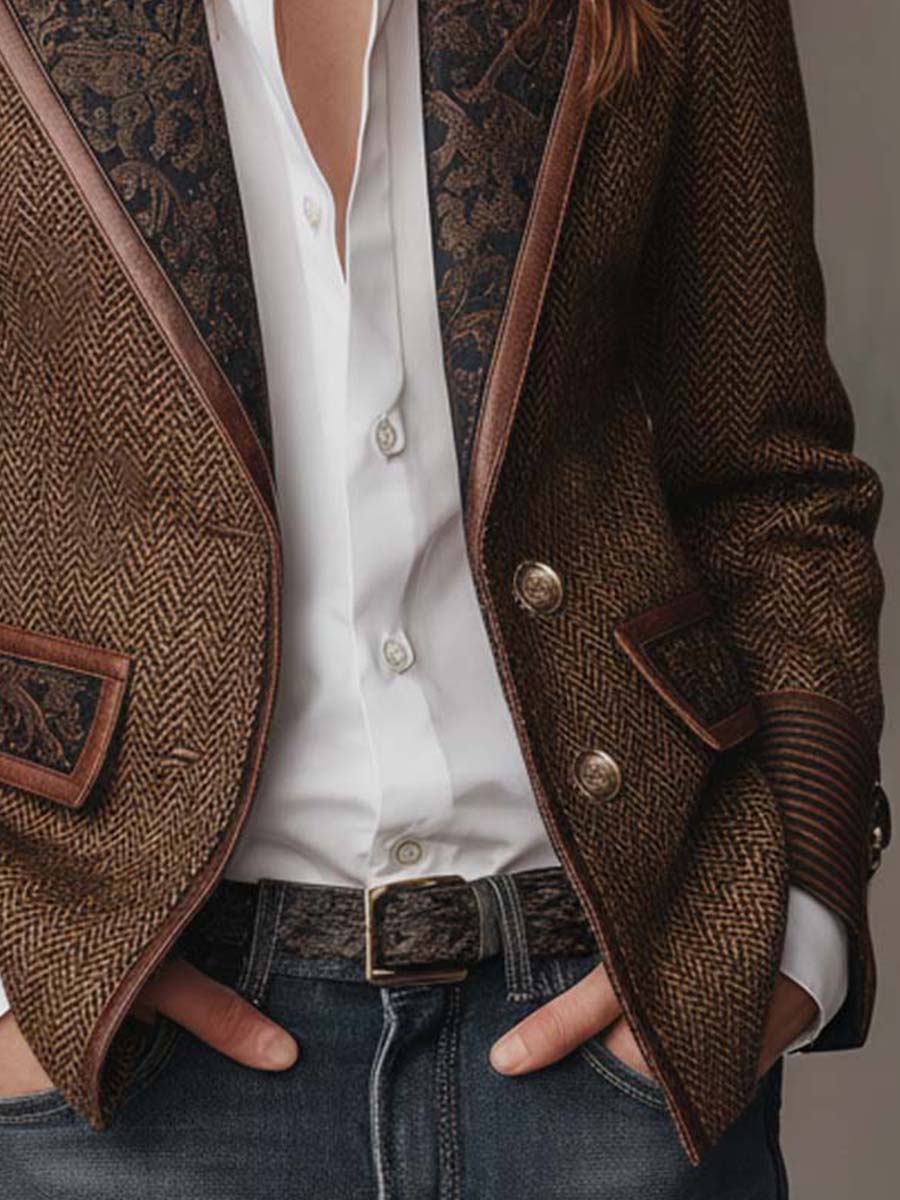 Dusty | Herringbone Panel Blazer