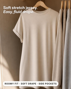 Clemmie | Relaxed Batwing T-Shirt Dress fabric close-up