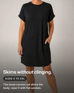 Clemmie | Relaxed Batwing T-Shirt Dress fit and sizes