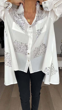 Bethany | Artistic Script Button-Up Shirt
