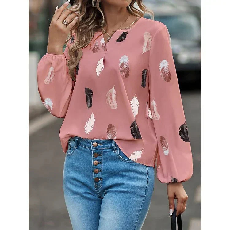 Alisha | Feather Print Chiffon Tee