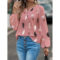 Alisha | Feather Print Chiffon Tee