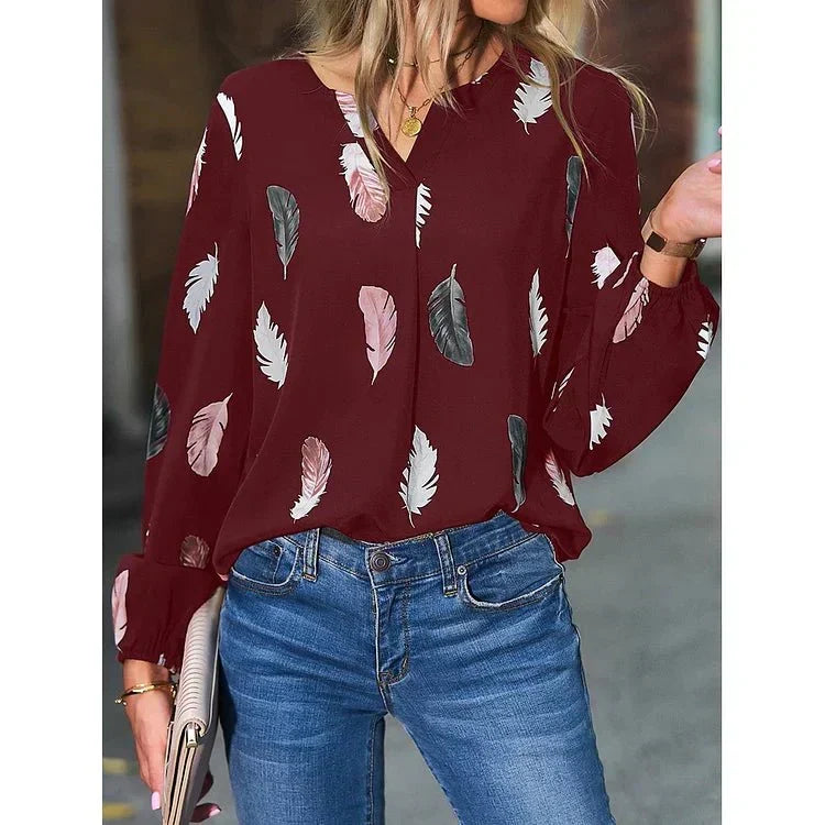 Alisha | Feather Print Chiffon Tee