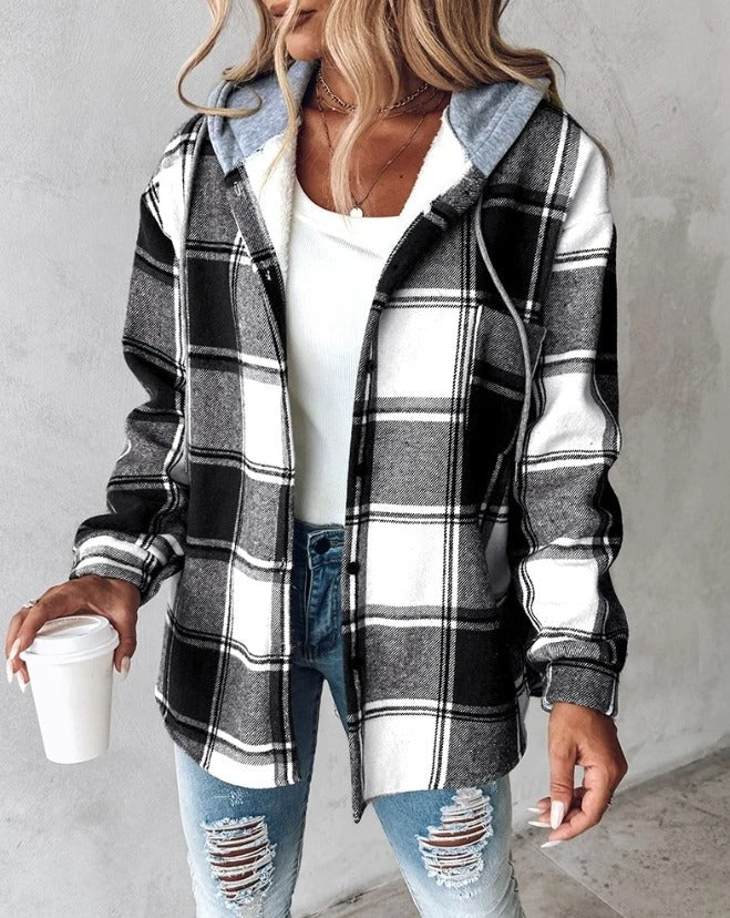 Cliodhna | Checkered Hooded Jacket