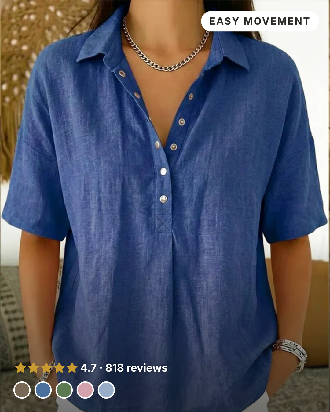 Didi | Everyday Collared Blouse in blue
