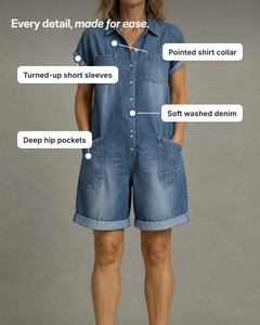 Dolly | Short-Sleeve Denim Playsuit details