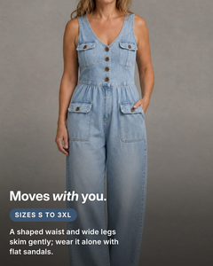 Dottie | V-Neck Denim Jumpsuit fit and sizes