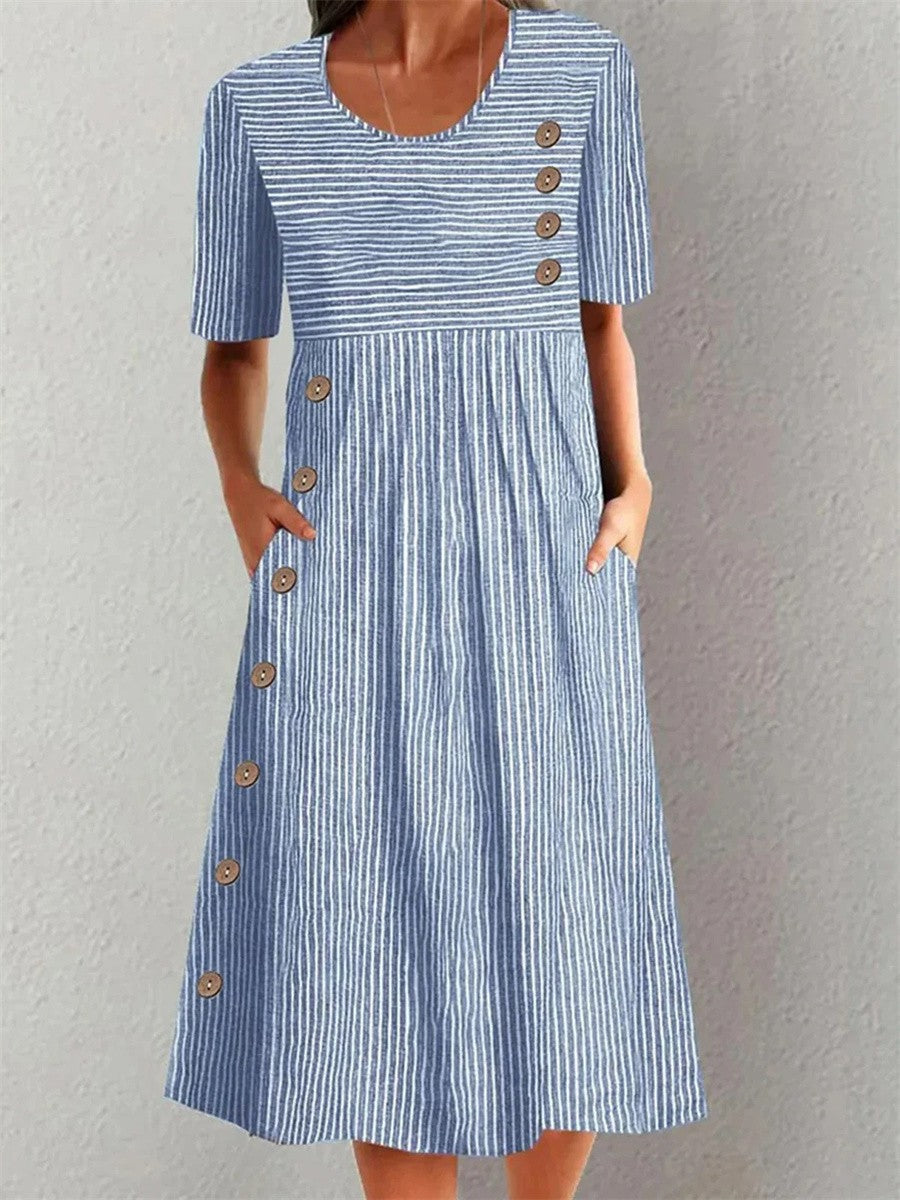 Stacey | Coastal Stripe Midi Dress